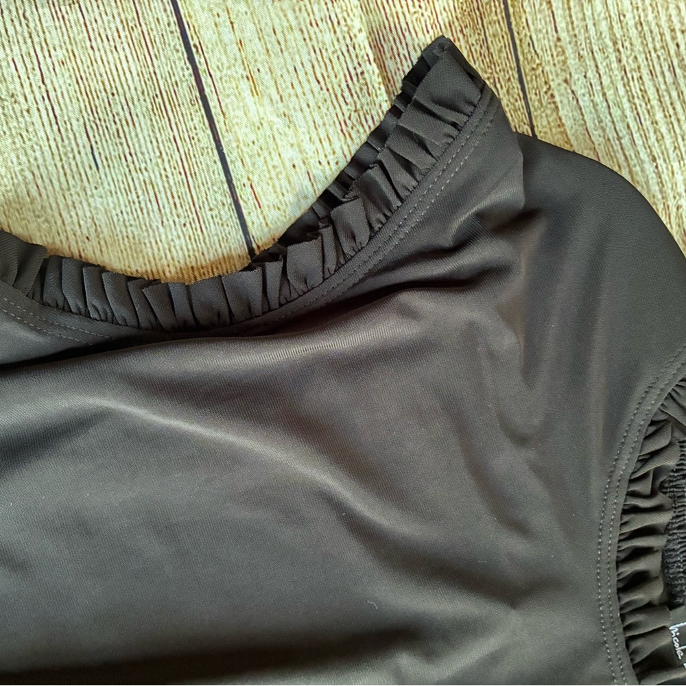 Nicole Miller Black Ruffle Trim Dress size XL - Picture 4 of 4